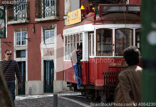 Image of EUROPE PORTUGAL LISBON TRANSPORT FUNICULAR TRAIN