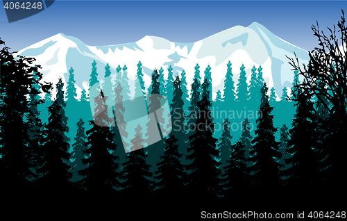 Image of Panorama wood and mountains