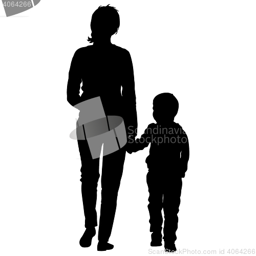 Image of Black silhouettes Family on white background. illustratio