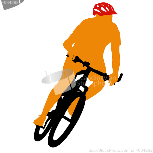 Image of Silhouette of a cyclist male.  illustration.