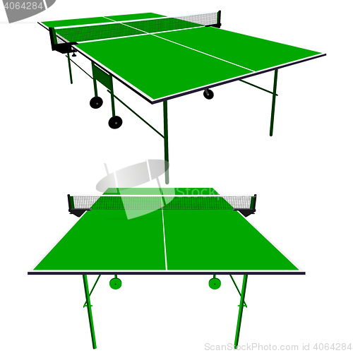 Image of Ping pong green table tennis. illustration.