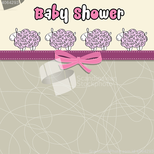 Image of Delicate baby shower card with purple sheep