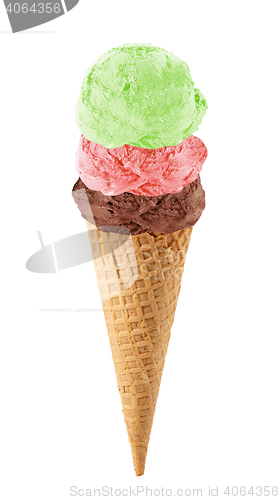 Image of Three different flavor ice cream scoops