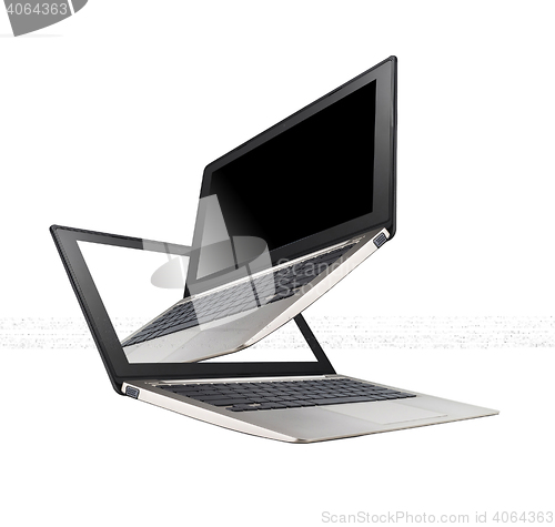 Image of laptops on white background