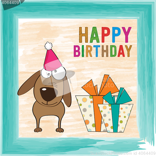 Image of childish birthday card with funny dog