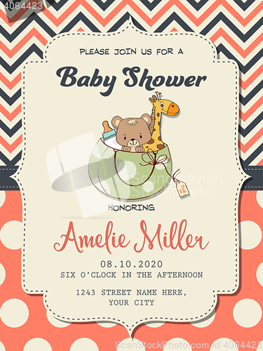 Image of Beautiful baby girl shower card with toys