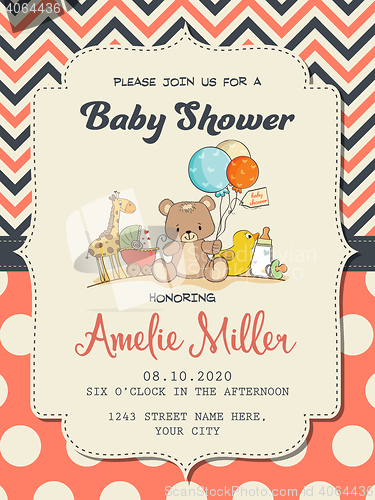 Image of Beautiful baby girl shower card with toys