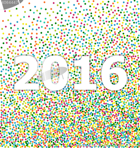 Image of New year 2016 lettering on background confetti