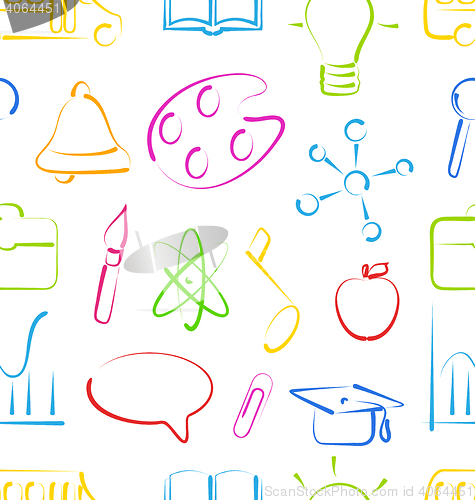 Image of Seamless Wallpaper with Colorful Set School Objects