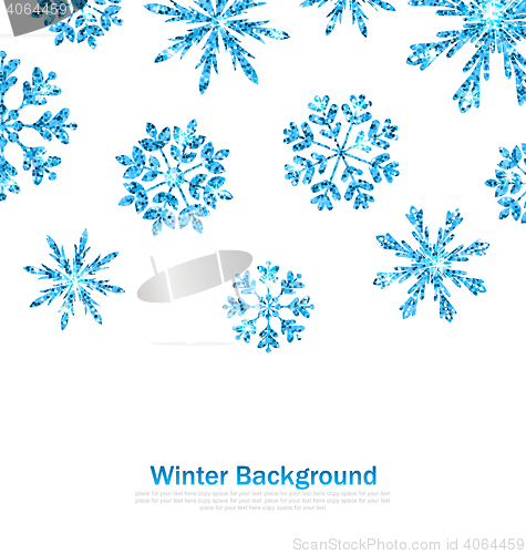 Image of Winter Background with Sparkle Snowflakes