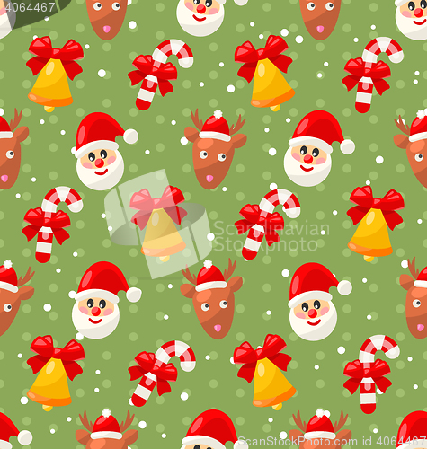 Image of Seamless pattern with Santa Claus and Christmas deer