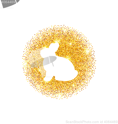 Image of Abstract Happy Easter Golden Glitter Rabbit