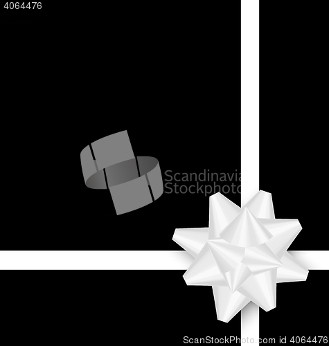 Image of White bow cross ribbon on black background