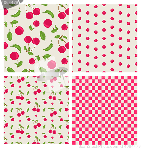 Image of Set seamless cherry pattern