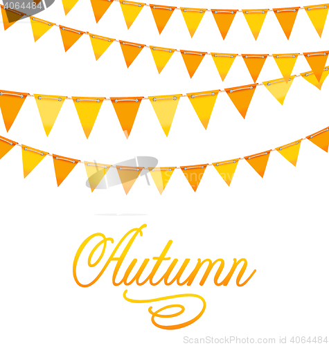 Image of Autumnal Decoration with Orange and Yellow Bunting Flags