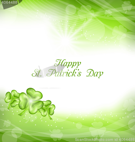 Image of Abstract Light Background with Green clovers for St. Patrick Day