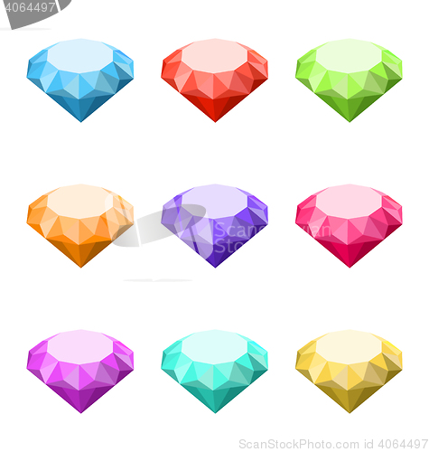 Image of Collection Colorful Diamonds Isolated on White Background