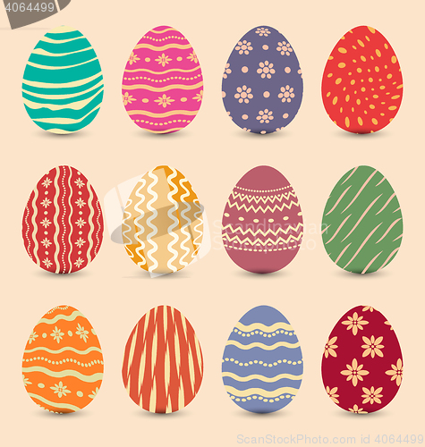 Image of Easter set vintage ornate eggs with shadows