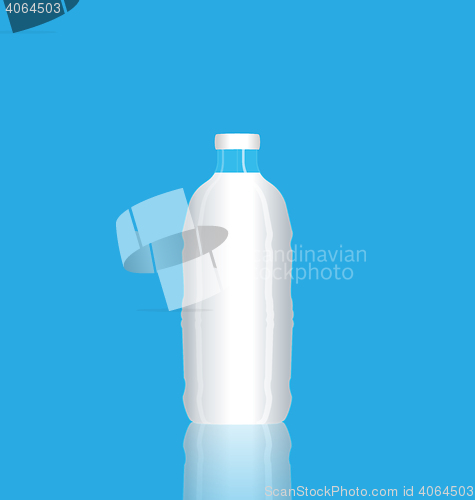 Image of Illustration photorealistic bottle milk reflected self on isolat