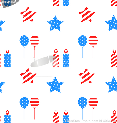 Image of Seamless Texture with Objects for Independence Day