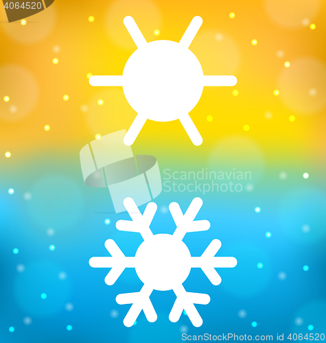 Image of Abstract background with logo of symbol climate balance - sun an