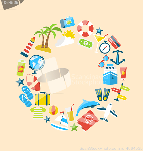 Image of Flat Modern Design Collection Icons of Travel on Holiday Journey