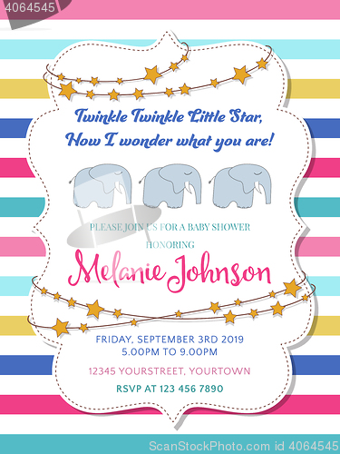 Image of Lovely baby shower card with elephant toy