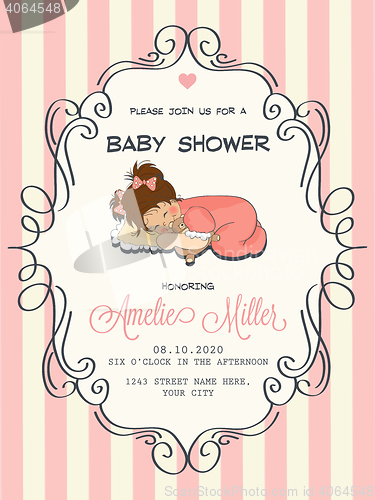 Image of Delicate baby girl shower card 