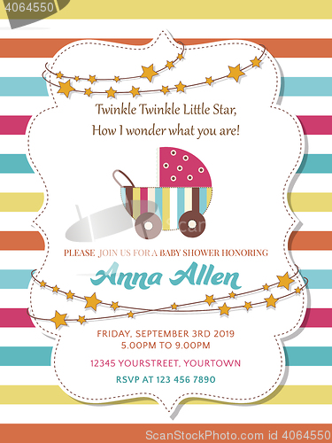 Image of Lovely baby shower card with stroller