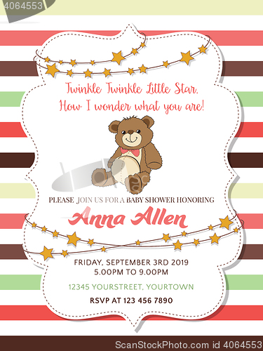 Image of Lovely baby shower card with teddy bear