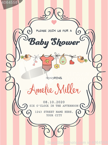 Image of Delicate baby girl shower card