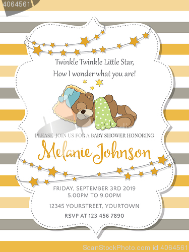 Image of Lovely baby shower card with teddy bear