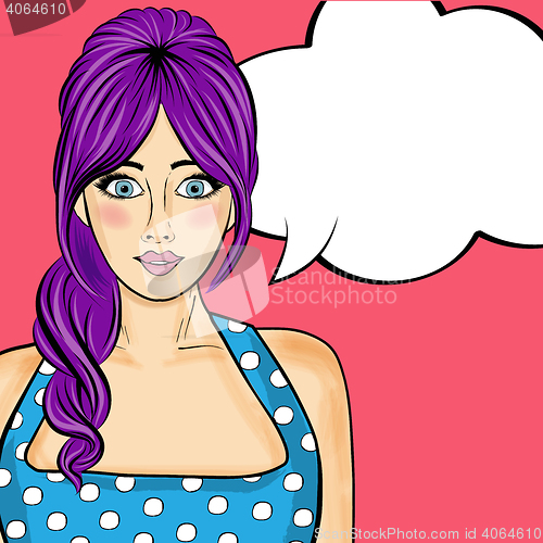 Image of Pop art  woman . Comic woman with speech bubble