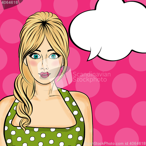 Image of Pop art  woman . Comic woman with speech bubble