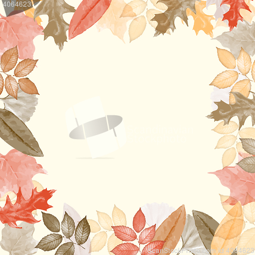Image of Autumn watercolor frame with leaves