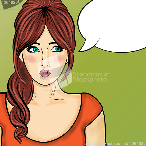 Image of Pop art  woman . Comic woman with speech bubble