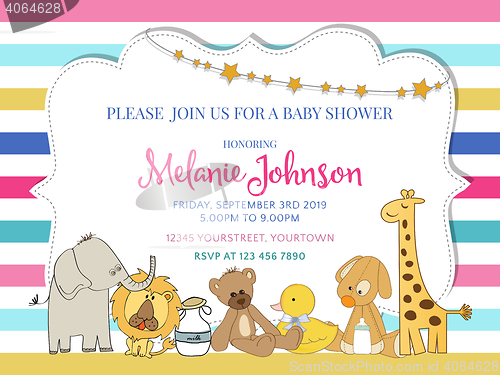 Image of Pretty frame on color lines for baby shower