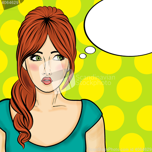 Image of Pop art  woman . Comic woman with speech bubble