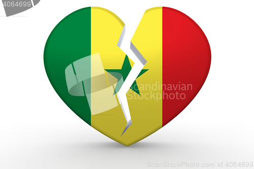 Image of Broken white heart shape with Senegal flag