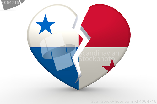 Image of Broken white heart shape with Panama flag