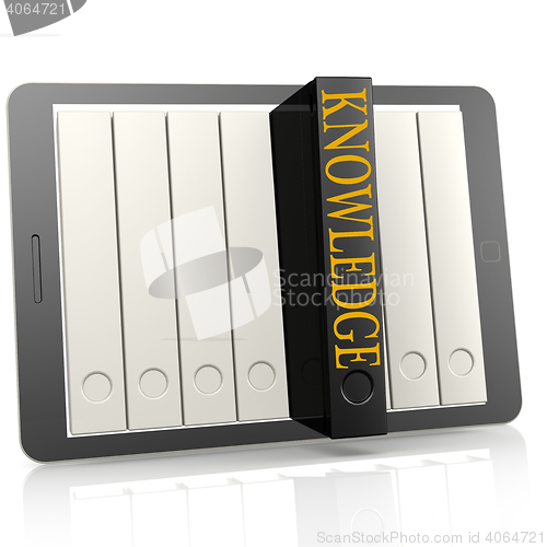 Image of Book and tablet knowledge concept