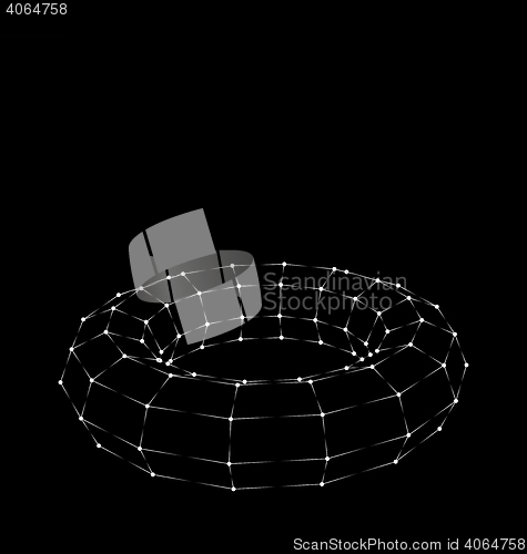 Image of Wireframe 3D Torus with Bright Light Dots