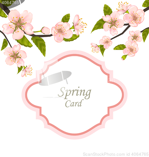 Image of Spring Elegant Card with Blossoming Tree Branches