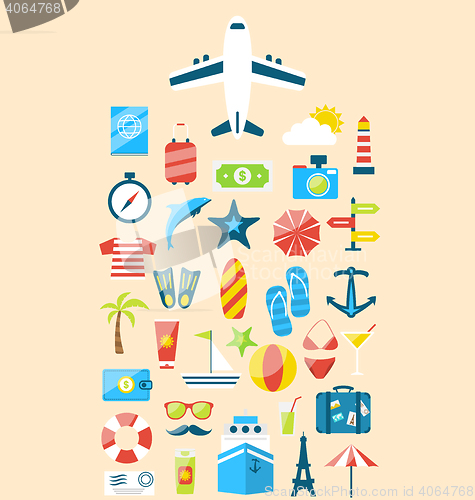 Image of Flat modern design set icons of travel on holiday journey, touri