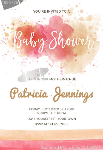 Image of Gorgeous watercolor baby shower invitation
