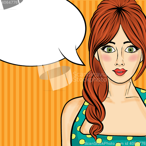 Image of Pop art  woman . Comic woman with speech bubble