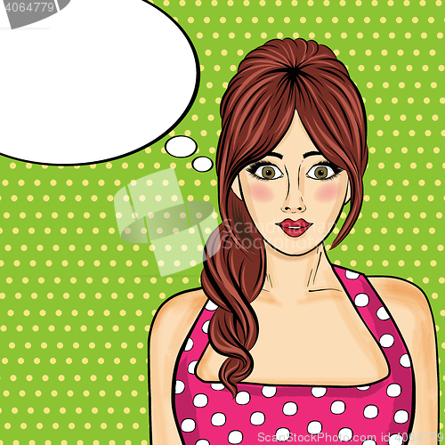 Image of Pop art  woman . Comic woman with speech bubble