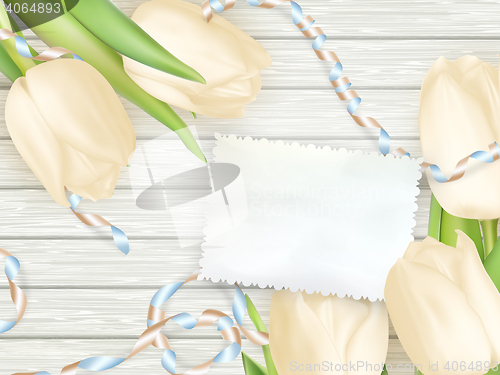 Image of Paper card with tulips. EPS 10