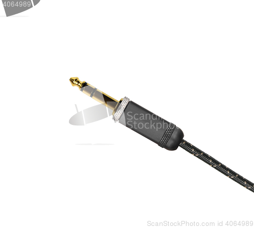 Image of Guitar audio jack with black cable isolated