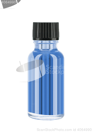 Image of Bottle of blue liquid isolated
